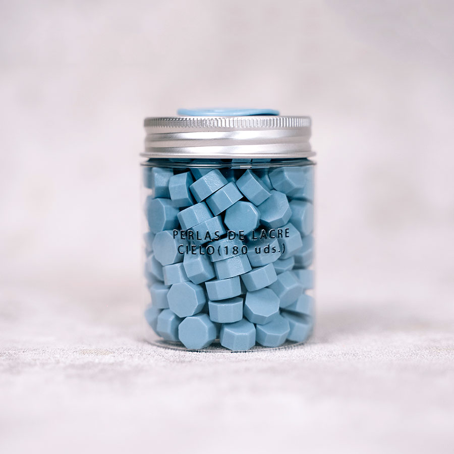 Perlas de lacre para bodas de color azul cielo