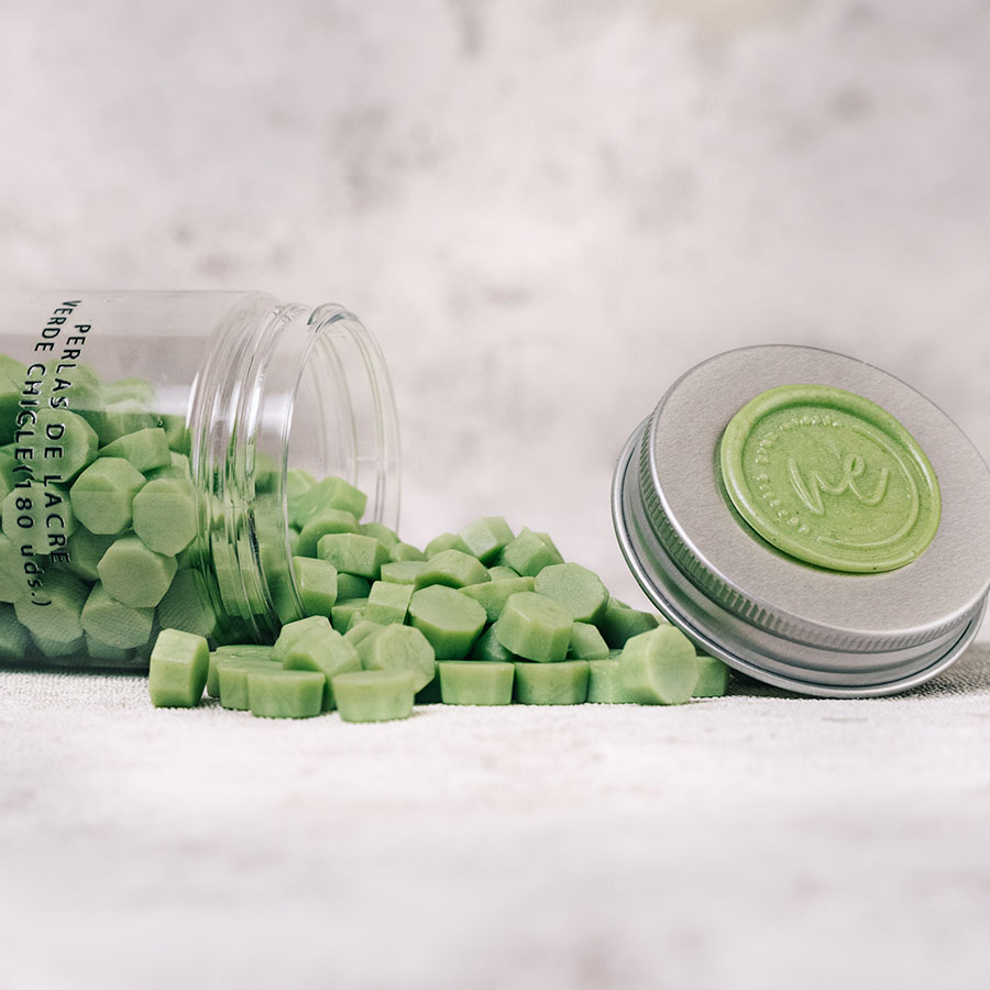 Lacres de cera color verde chicle